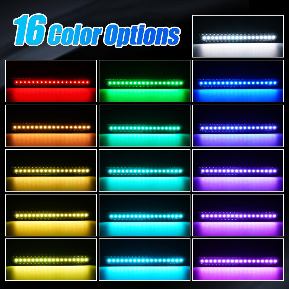 Multi Color Car RGB Rear Side Marker for Ford Mustang 2015 2023 Remote Control US Stock Smoked Lens Bumper Indicator