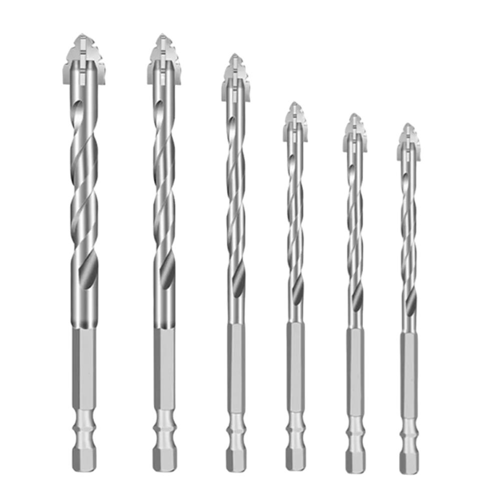 6PCS 4-Blade Saw Tooth Eccentric Drill Bit Hard Alloy Eccentric Twist Drill Bit High-Strength Professional Rotary Tool Accessory