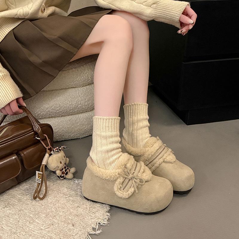 Женские мягкие эластичные зимние меховые ботинки на толстой подошве, теплые, с холодозащитной подкладкой, нескользящие, износостойкие, повседневные спортивные хлопковые ботинки