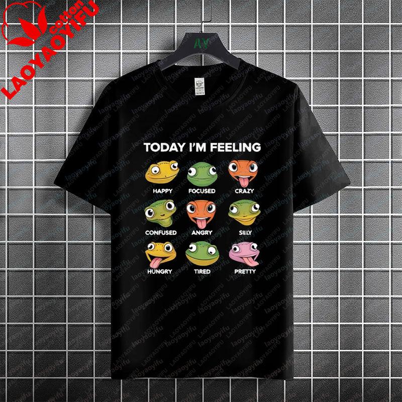 Unisex Unisexs Casual Attire For Geckothemed Streetwear Outfits Pure Cotton Short Sleeve Round Neck Fashion Tshirt