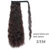 Long Ponytail Synthetic Hairpiece Wrap On Clip Hair Extensions Ombre Brown Pony Tail Blonde  Hair