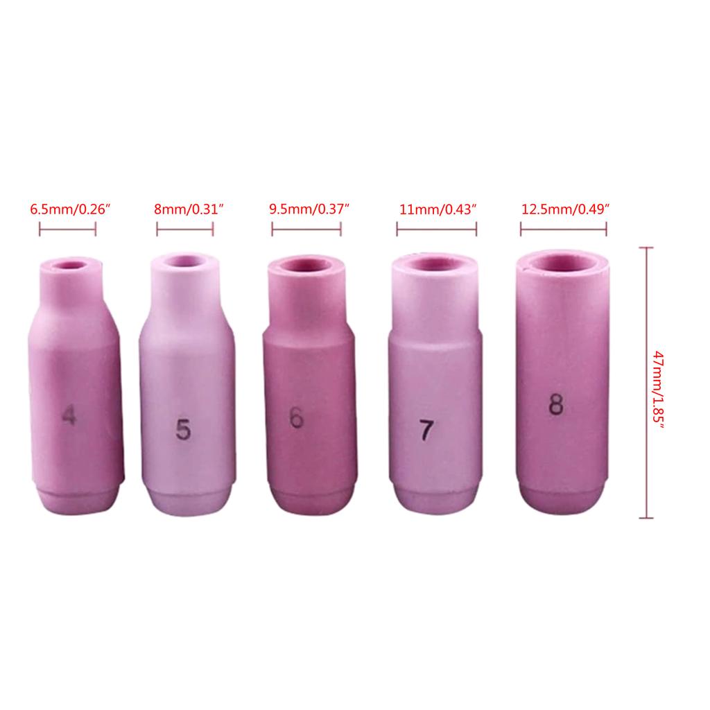 Сварочная горелка для сварки с чашей TIG/комплектом сопел для цангового корпуса/вольфрамовым электродом, подходит для сварочной горелки TIG 17/18/26