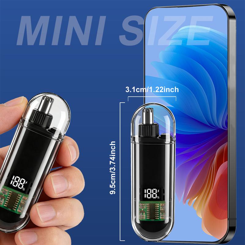 Men's USB rechargeable nose and ear hair trimmer-small, portable, digital display design, suitable for home or business trip