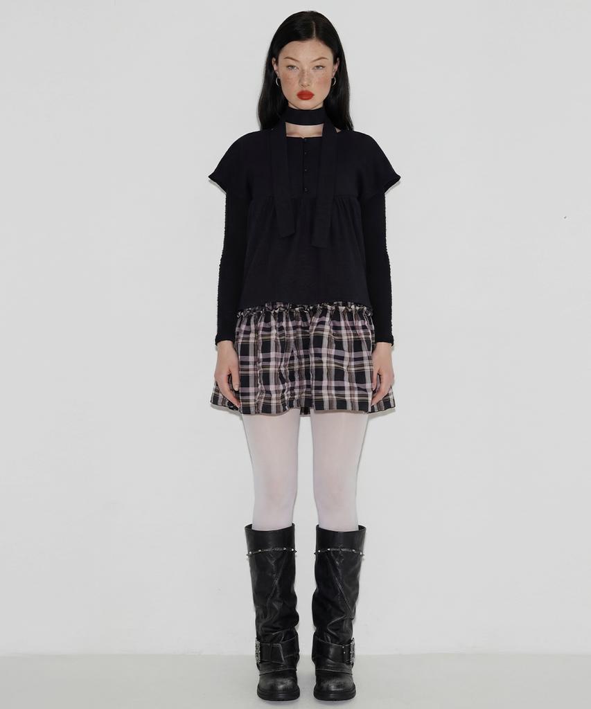 SETSETSET Rose Jacquard Scarf Blouse Black