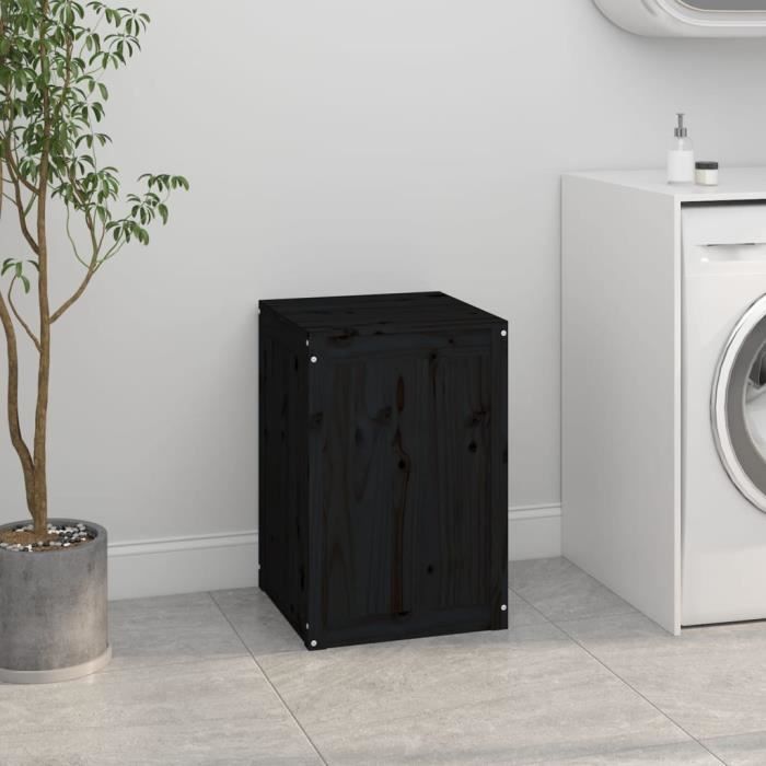VidaXL Laundry Box Black 44x44x66 Cm Solid Pine Wood 823568