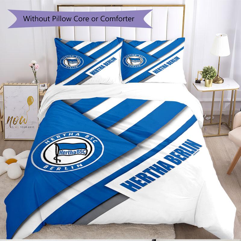 3pcs Duvet Cover Set (1*Duvet Cover + 2*Pillowcase, Without Core), Hertha BSC Print Soft All‑Season Bedding Set, Home Bedroom Decor Gift