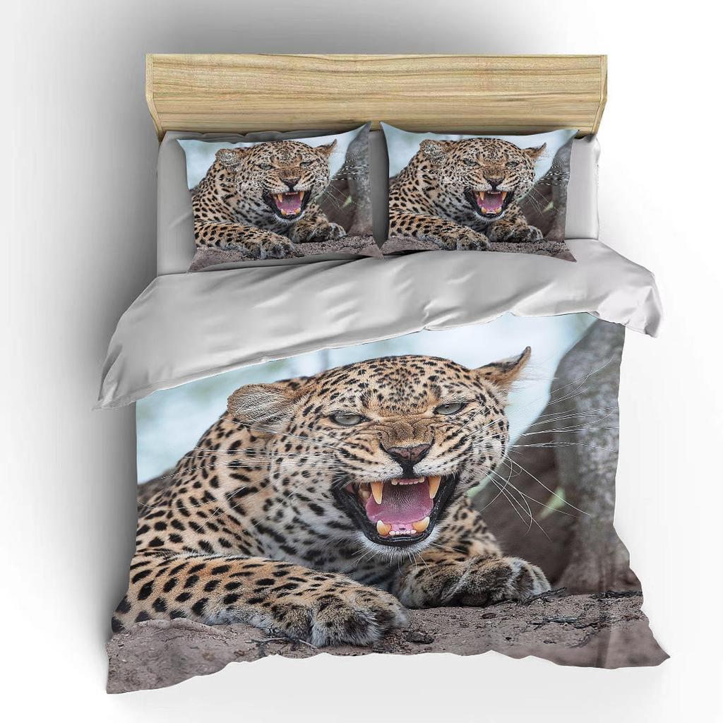 Новый 2023 Леопардовый Постельный Комплект 3D Принт Животное Пододеяльник Черный Белый Роскошный Домашний Текстиль Размер Квин Кинг Для Взрослых Детей