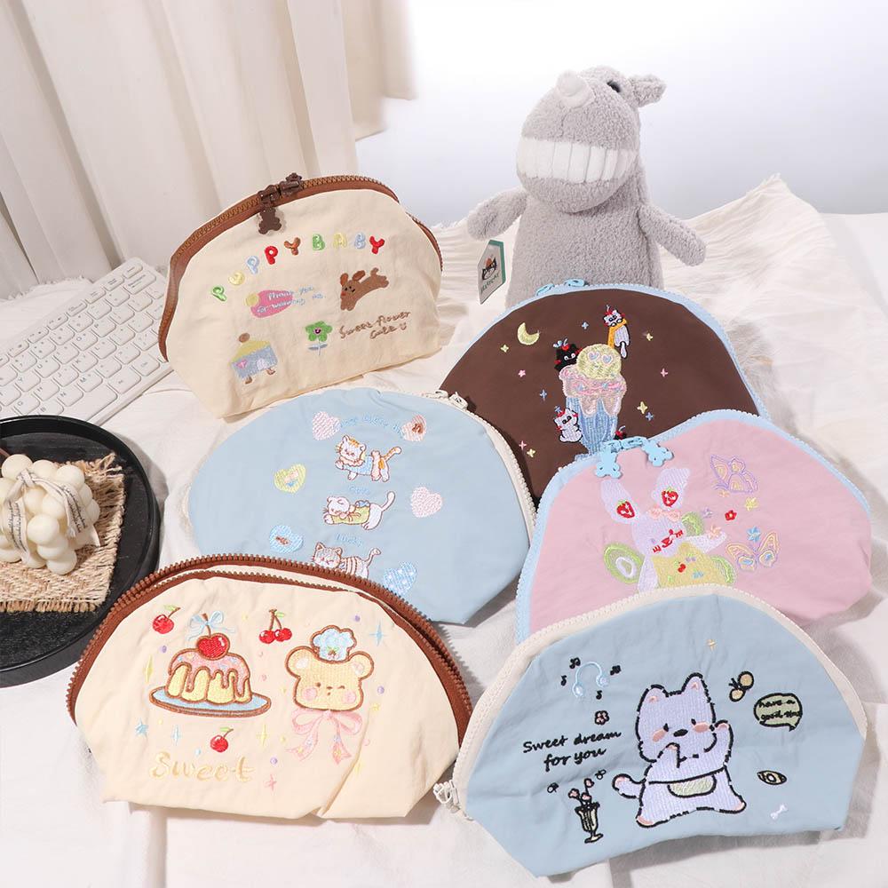 Cloth Nylon Makeup Bag Cartoon Skincare Storage Bag Wash Bag Embroidery Cosmetic Bag Women