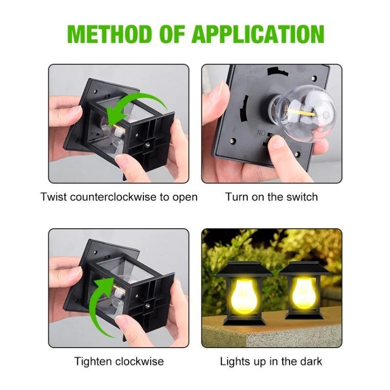 2 шт. Уличный солнечный газонный светильник, водонепроницаемый ландшафтный садовый светильник, декоративный канальный светильник, двор, передние и задние двери