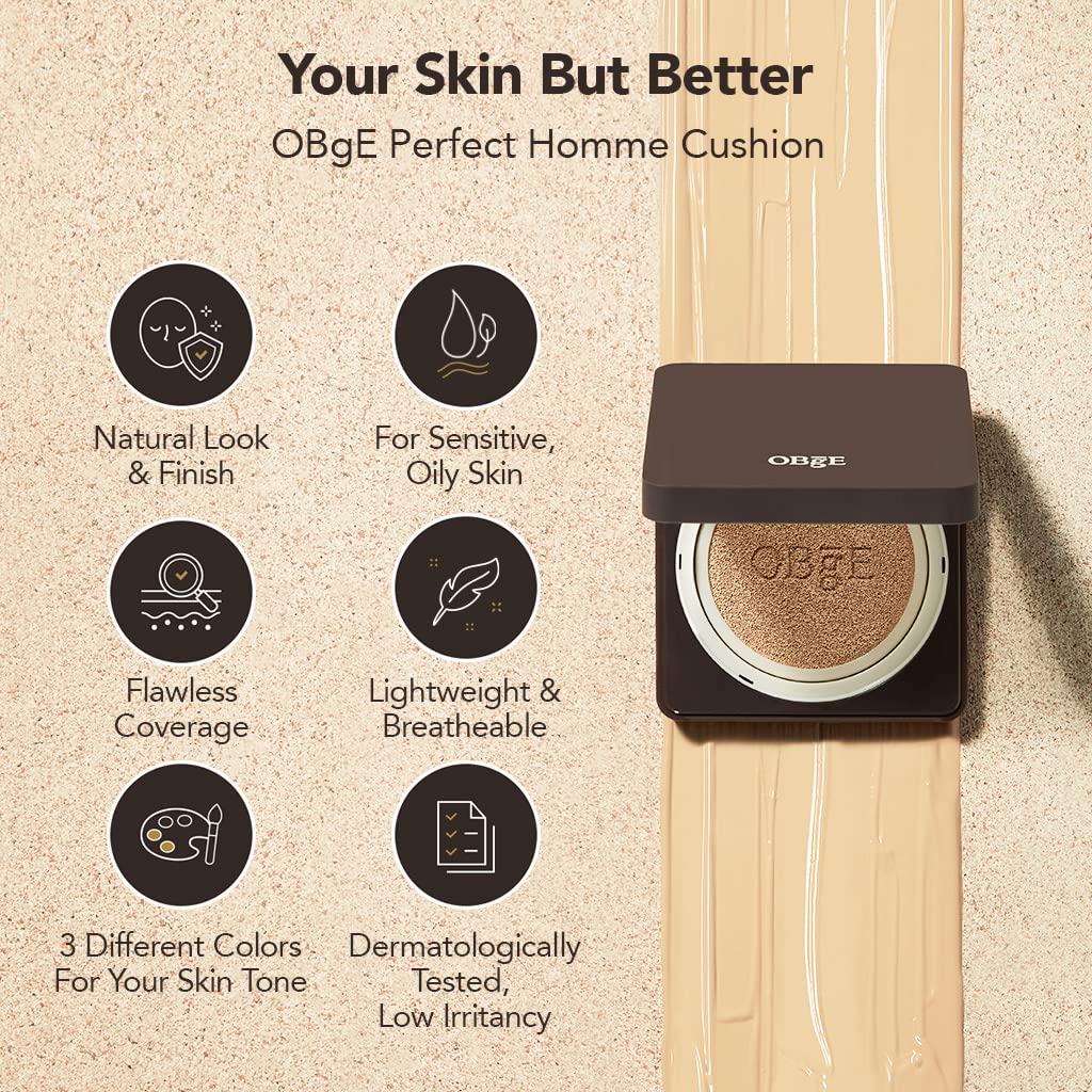 OBgE Perfect Homme Cushion Cushion Тональный крем Не осыпается легкий высокий высокий синий светлый натуральная кожа Корейская косметика [Подлинный продукт] Мужской