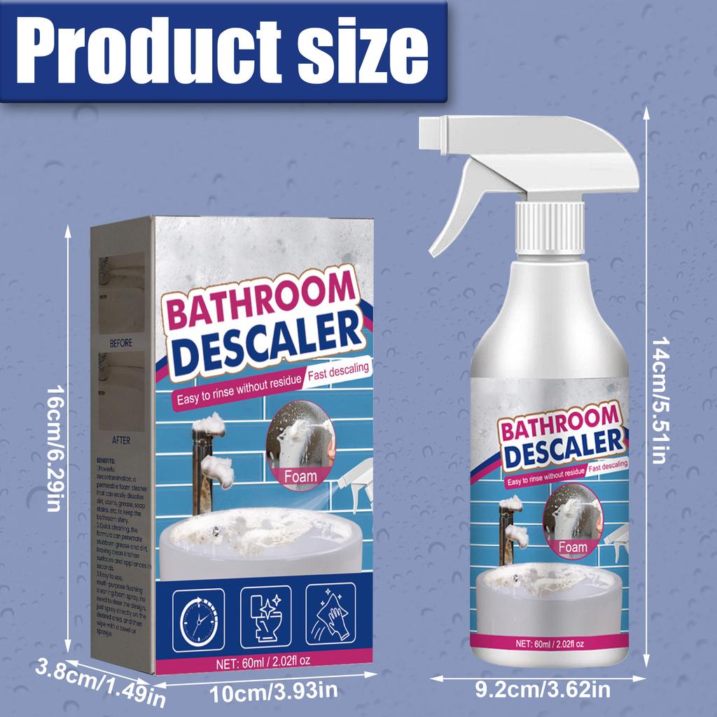 60 мл Пеноочиститель для ванной комнаты, мощная пена для удаления накипи, чистящее средство для ванны, туалета, душа, раковины, стекла, керамики