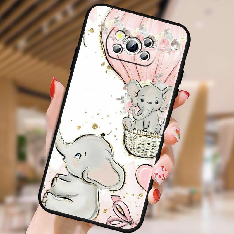Cute Dumbo Cartoon For Xiaomi Mi Poco F5 F4 F3 F2 X5 X4 X3 M6 M5 M5S M4 M3 C40 Pro GT NFC 5G Black Cover Phone Case