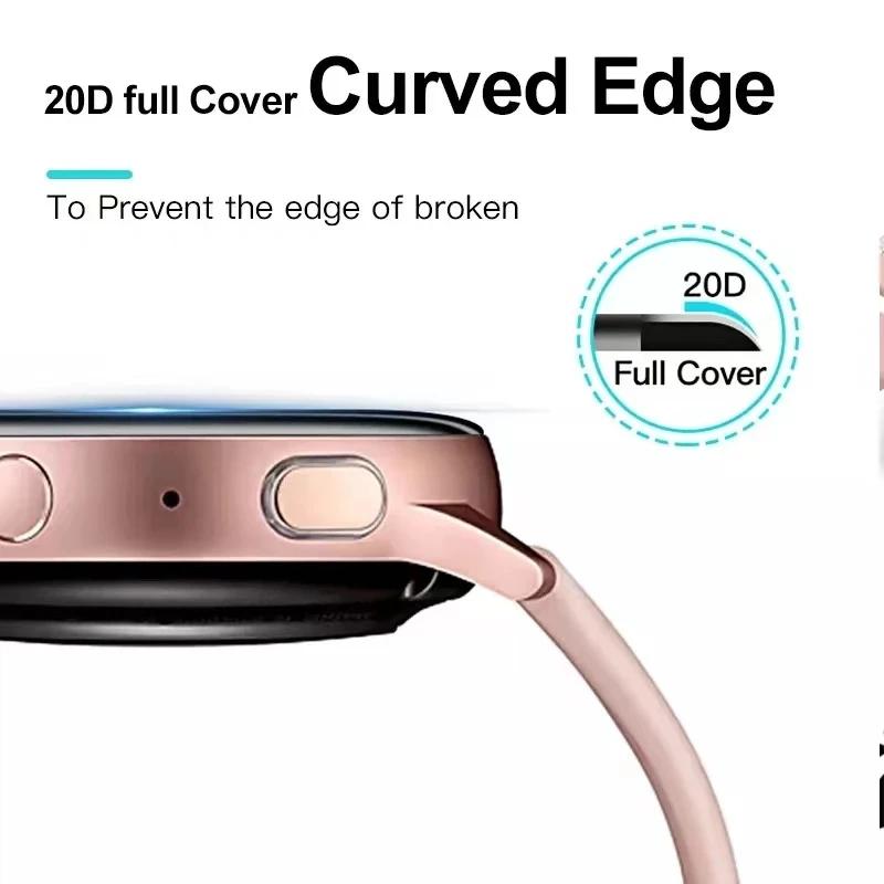 Защитные стекла 20D для экрана Samsung Galaxy Watch Active 2 40 мм 44 мм, Full Cover, изогнутый край, защитная пленка, устойчивая к царапинам
