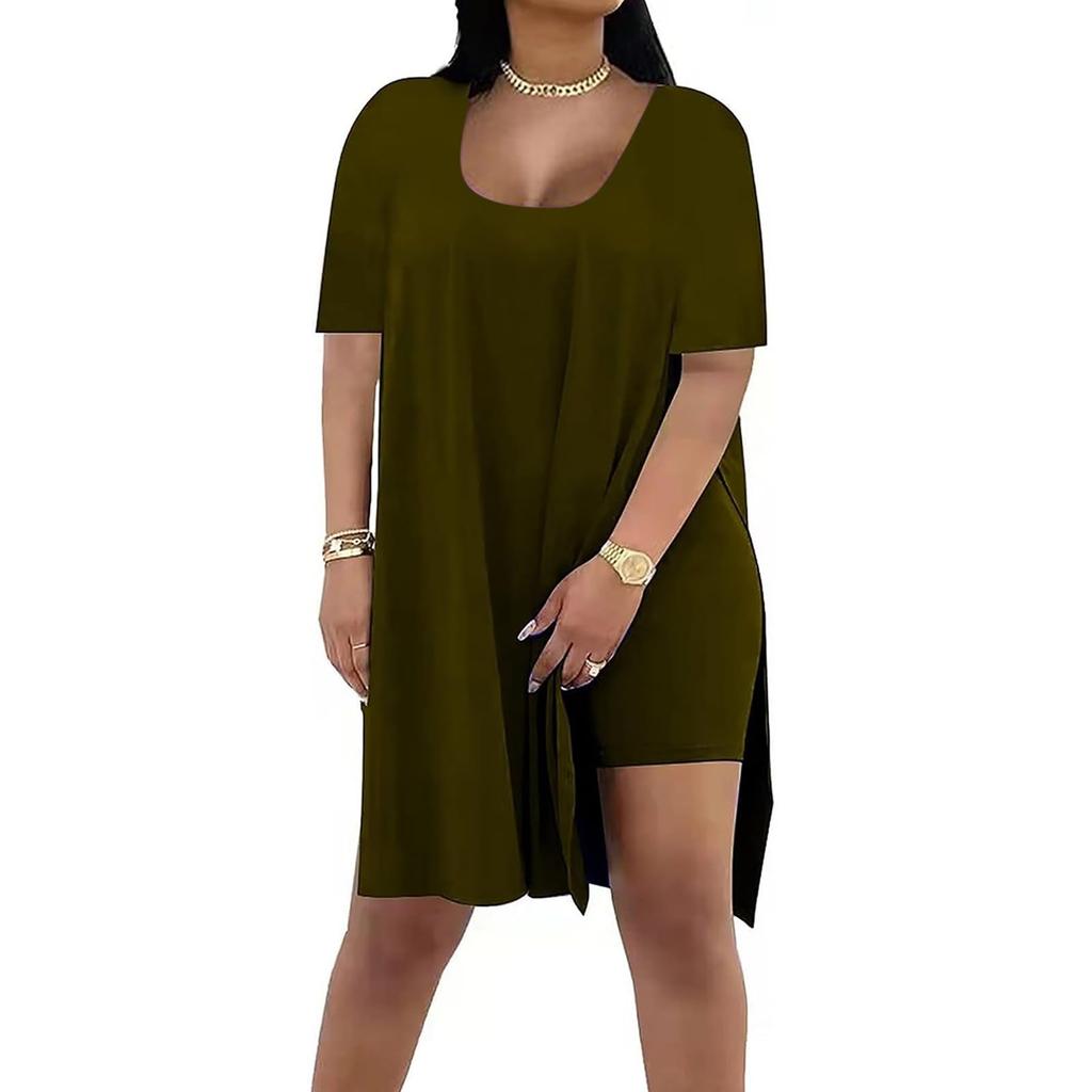 Fashion Ladies Summer Solid Color Loose Short-sleeved Pants Two-piece Suit