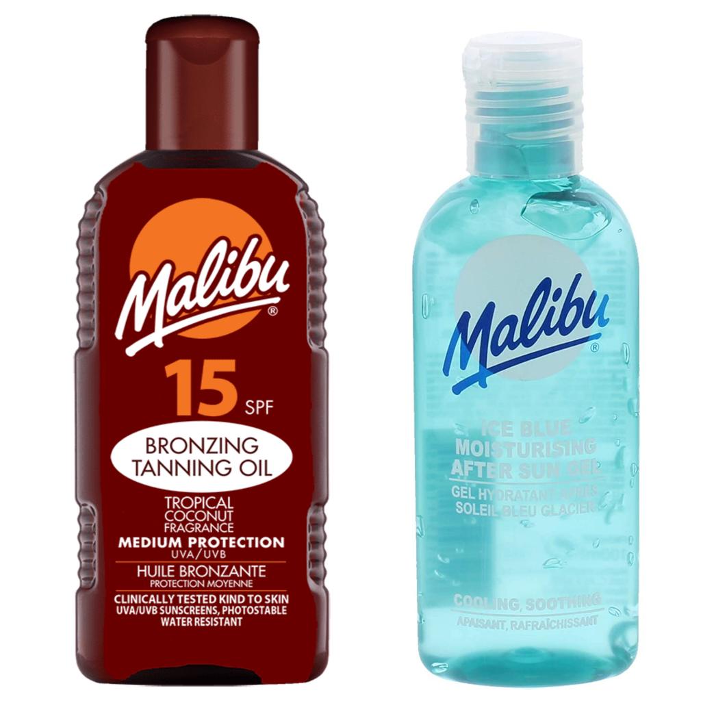 Malibu Sunscreen Oil SPF15 200ml + After Sun Gel 100ml