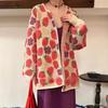 2024 Sweaters Flower Coat Cardigan Autumn Women Print O-Neck Sweaters Knitting Sweater Loose Jacket