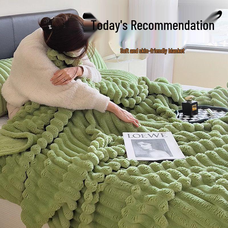 Толстое зимнее одеяло из кроличьего меха - На флисовой подкладке, Теплый коралловый флис, Фланелевое покрывало
