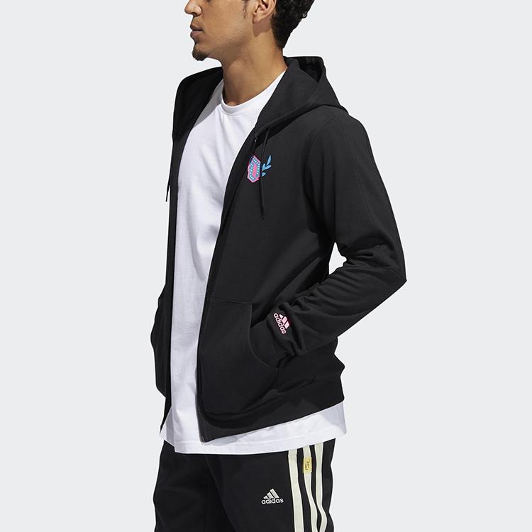 Adidas Сплошной цвет, спортивная беговая тренировочная куртка с капюшоном, мужская верхняя одежда, черный GP6259