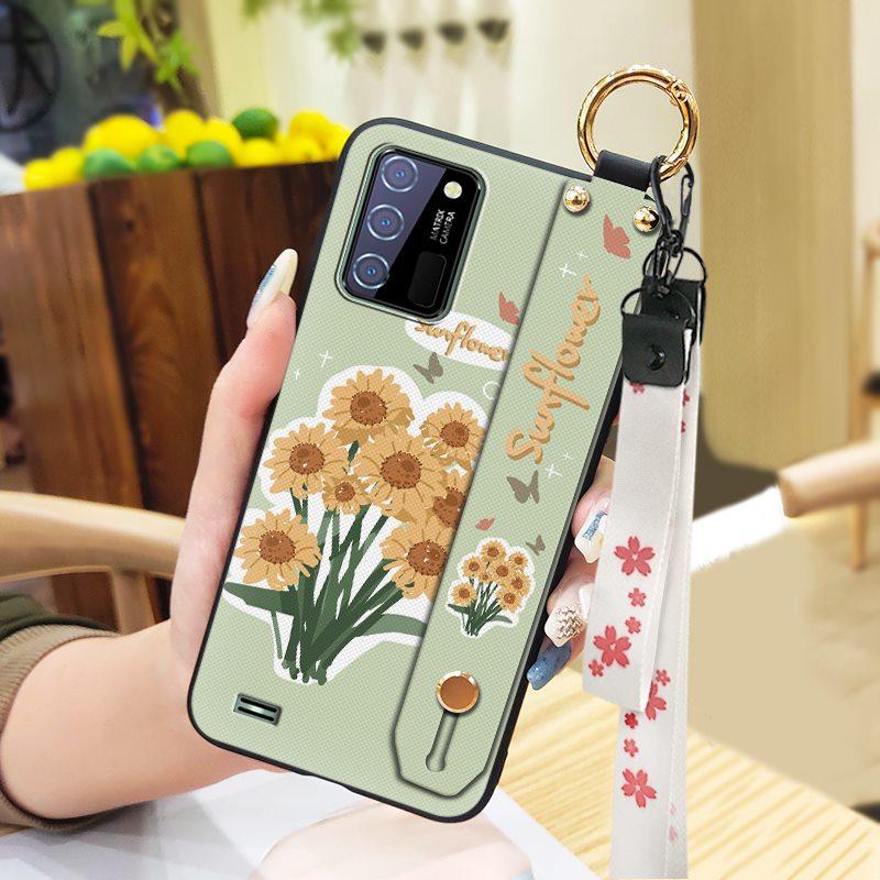 Phone Holder Kickstand Phone Case For Oukitel C25 Dirt-resistant Fashion Design Waterproof Wrist Strap Oil Painting Ring