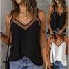 Однотонные бретельки-спагетти сетка V-образный вырез сращивание кофточка маленькая майка женская