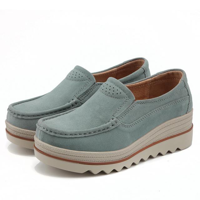 Весенняя женская обувь на плоской подошве, кроссовки на платформе, без шнуровки на плоской подошве, кожаные замшевые женские лоферы, мокасины, повседневная обувь, женские криперы 365
