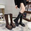 Thick-soled Small High Boots Women's 2025 Autumn and Winter New Retro But Knee Belt Buckle Women's Martin Boots