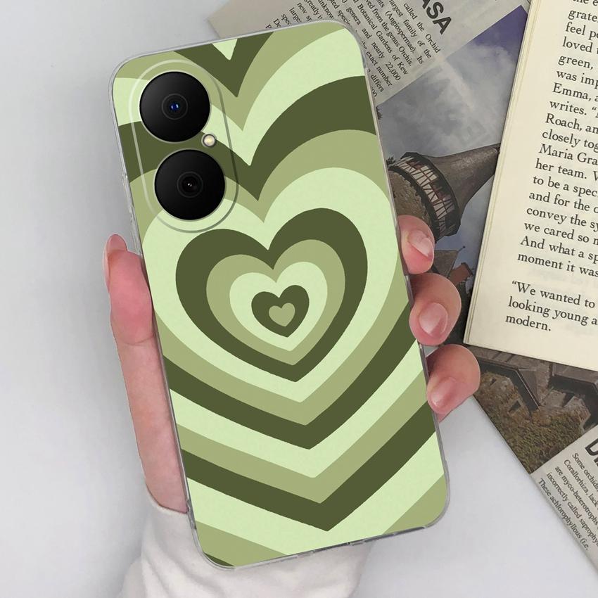 Для Huawei Enjoy 80 70x P40 P50 Y5 Y6 Y8p чехол для телефона красочные узоры в виде сердечек квадратный прозрачный силиконовый пылезащитный чехол для Huawei бампер чехлы