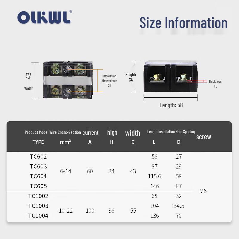 OLKWL TC-4003 High-Power 3-Position Terminal Block