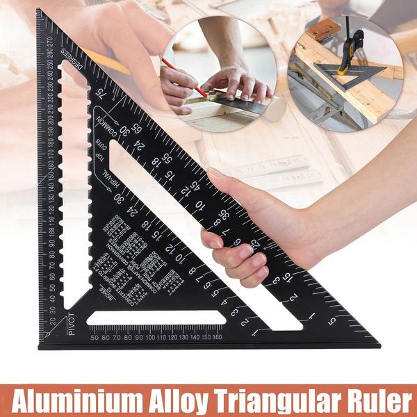 12 Inch Metric Aluminum Alloy Triangle, Protractor with Ruler and Angle, Woodworking Measuring Tool