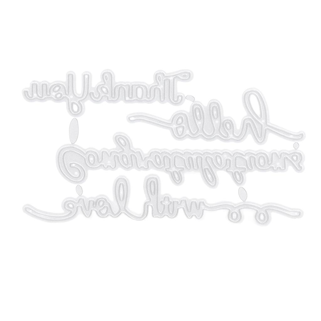 2Pcs Cutting Die Blessing Words Pattern Simple Unique Design Cutting Mold for Home Party D