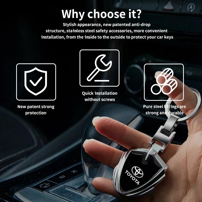 Car Accessories 3D Metal Key Rings Car Logo Emblems Keychain For Toyota C-hr Prado Rav4 Yaris Hilux Prius Avensis Corolla Camry