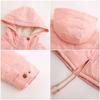 Women Drawstring Hoodie Coat  Warm Inside Fleece Padded Coat Slim Zipper Coat