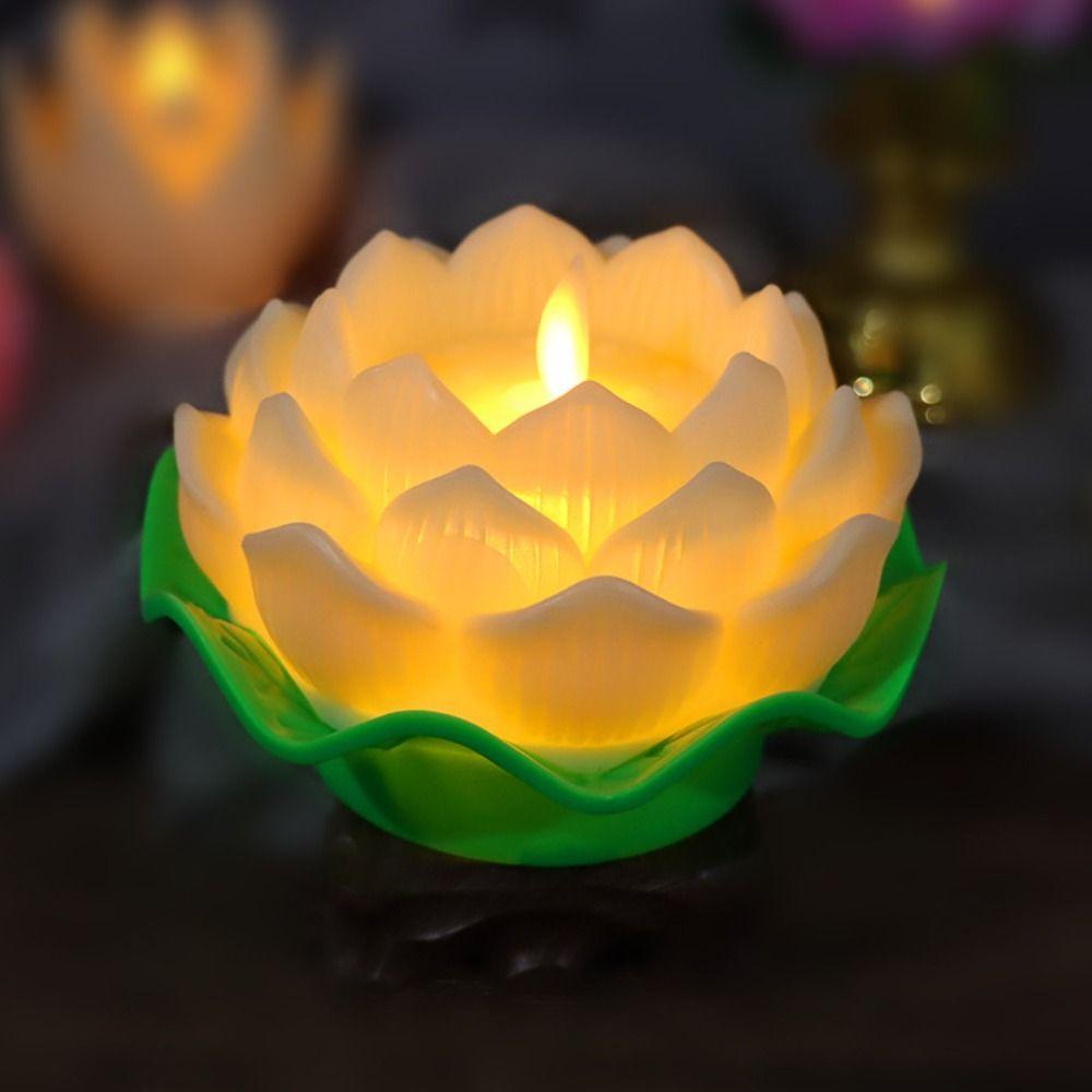Creative LED Lotus Candles Flameless Desktop Lamp Romantic Night Light  Child Holiday Gift