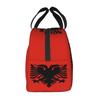 Flag of Albania Pattern Lunch Bag Waterproof Insulated Canvas Cooler Bag Thermal Cold Food Picnic Travel Tote for Women Children