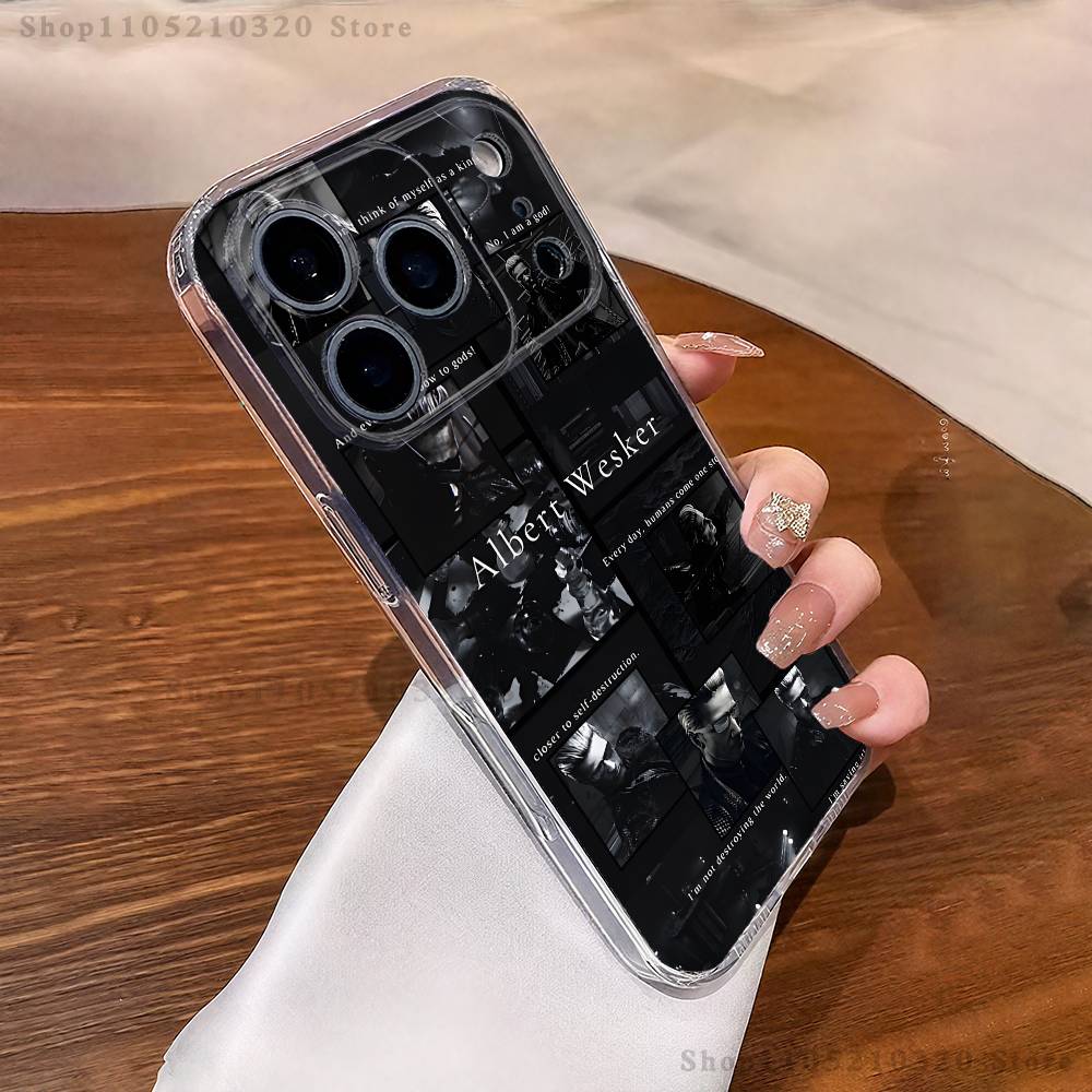 A-Альберт Вескер Чехол для телефона для iPhone 17,16,15,14,13,12,11 Pro,Max,Plus,X,XS,XR,SE4,E Mini Прозрачный Мягкий Чехол