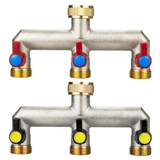 3-ходовой садовый шланговый разветвитель, никелированный латунный кран-коллектор, 3/4-дюймовый морозостойкий уличный шланговый патрубок-адаптер для садов, дворов, ферм