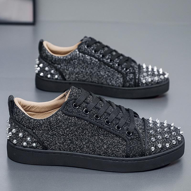 Spring 2025 New Street Personality Board Shoes Men's Shoes Trend Rivet Casual Shoes Fashion Spirit Guys Shoes