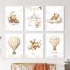 Cute Bear Balloon Aircraft Moon Cloud Balloon Nursery Wall Art Canvas Painting Posters And Prints Pictures Baby Kids Room Decor
