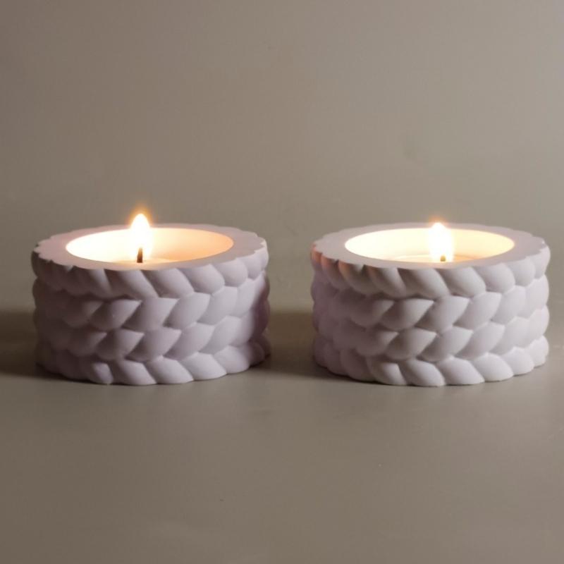 Braided Cord Silicone Candlestick Molds for Epoxy Resin Candle Stand Woven Rope Textured Silicone Tealight Holder Molds