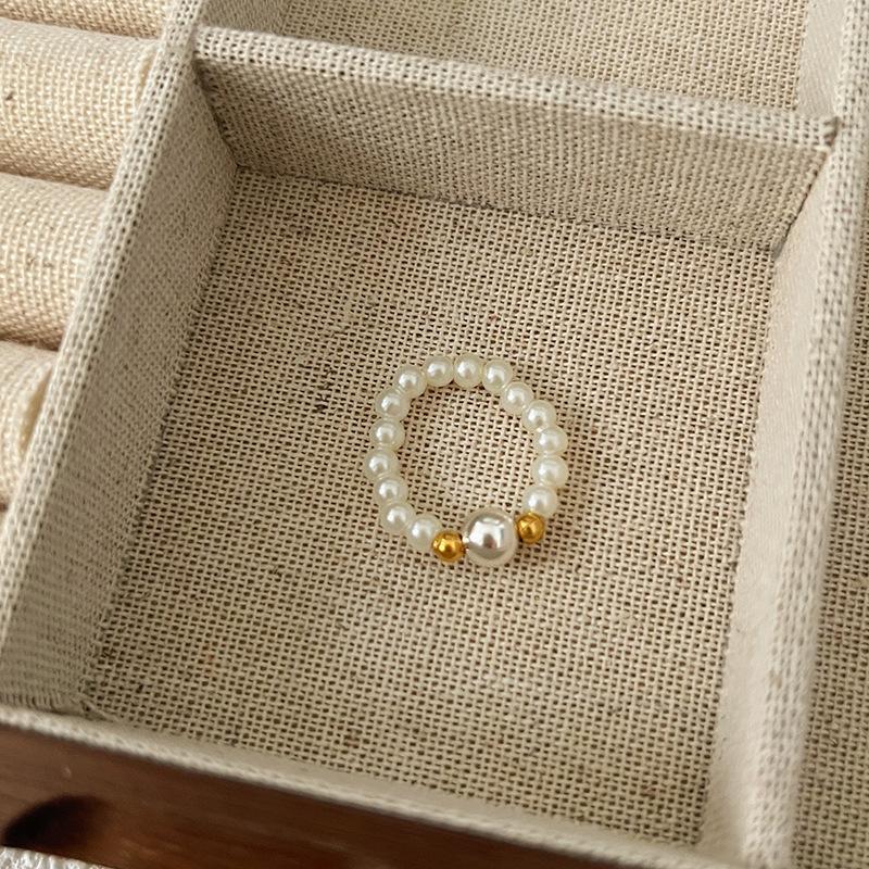 Кольцо с жемчугом, эластичное, женское, литературное, для ношения в несколько рядов, на указательный палец, высококачественное, ручной работы, ювелирное изделие