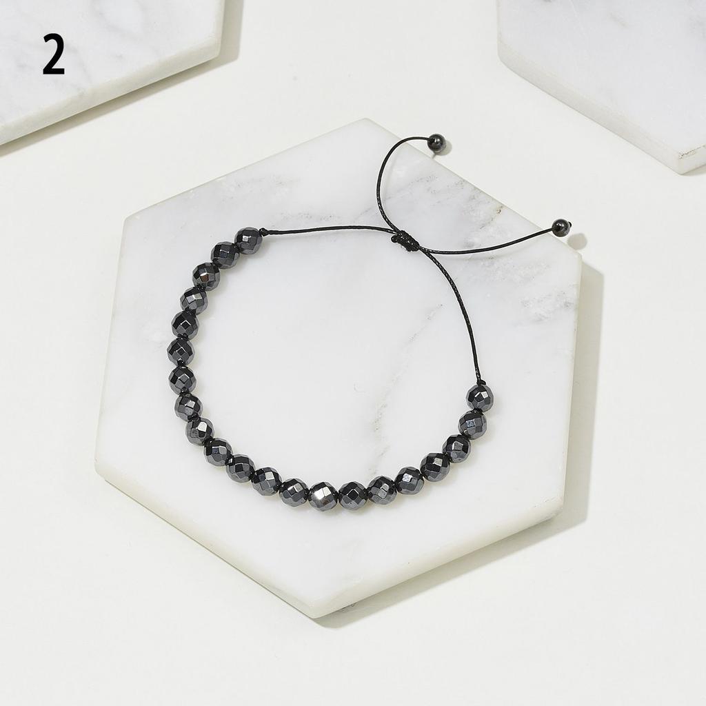 Винтажный мужской браслет унисекс ювелирные изделия браслет из бусин гематит черный гематит камень регулируемый