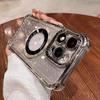 Роскошный магнитный блестящий ударопрочный чехол для телефона iPhone 16 15 14 13 12 11 Pro Max Plus стеклянная защита линз акриловая задняя крышка