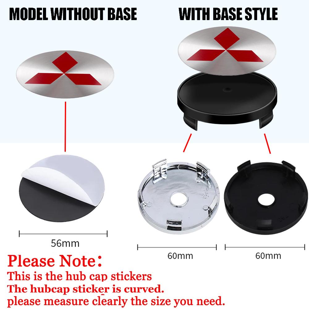 4pcs 56mm 60mm Car Wheel Center Caps Sticker Rim Hub Cover For MITSUBISHI Ralliart Lancer EX Competition Outlander Galant Pajero