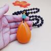 Imitation Old Beeswax Water Drop Amber Antique Men'S And Women'S Accessories Sweater Necklace Atmospheric Clothing Pendant Wooden Bead Chain