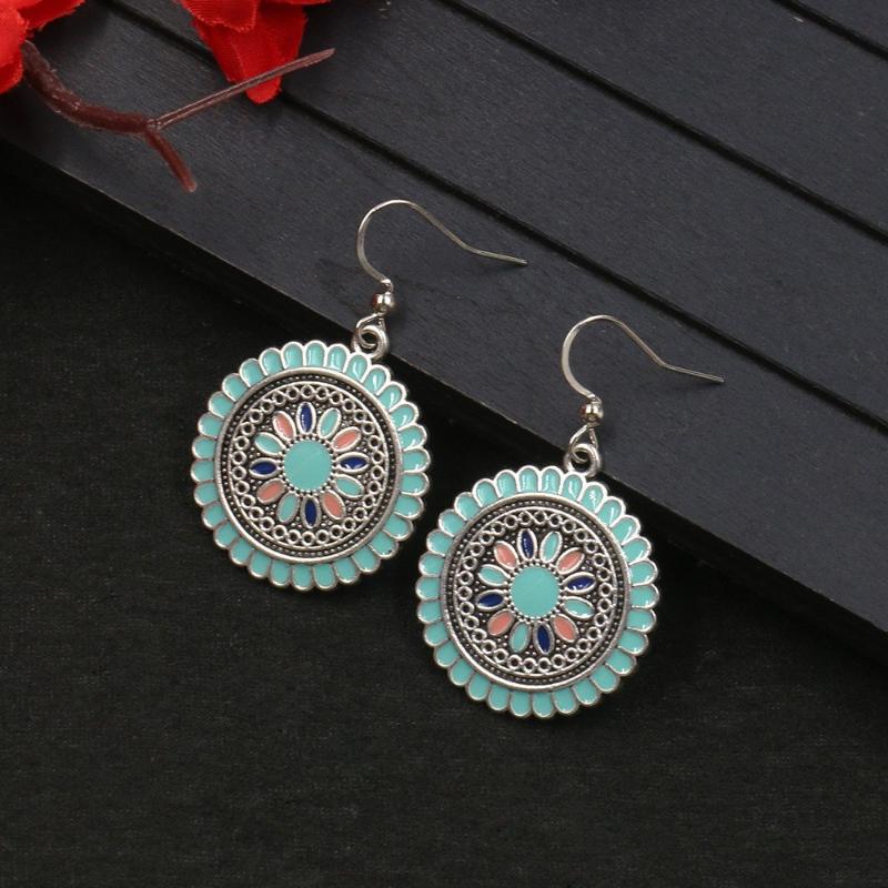 GemChic женские новые винтажные круглые цветы масляные капли сладкие серьги этническая мода серьги-крючки на день рождения рождественский подарок ювелирные изделия