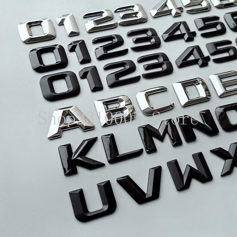swpzb8 DIY 3D Sharp Letters Numbers Full Alphabat Nameplate Logo Trunk Badge Sticker I Love Any Cars Black Chrome