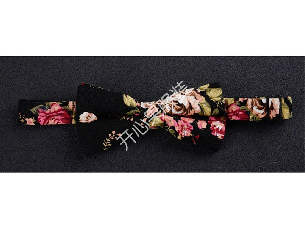 Мужской галстук-бабочка Slim Fit с цветочным ретро-принтом из хлопка и льна - Унисекс, в гонконгском стиле, для свадеб и повседневной рабочей одежды