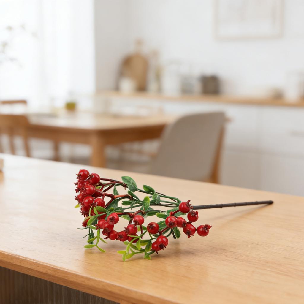 1 Pc Artificial Pomegranate Long Branch Vibrant Artificial Berry Flowers Weddings, Parties Home Decor