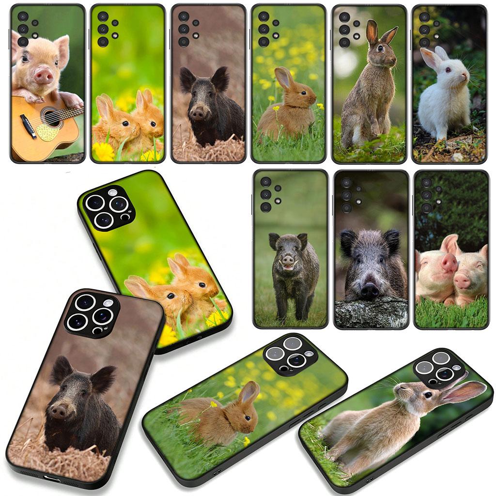 Cover for Apple iPhone 16 15 14 Plus 13 12 Mini 17 Pro Max + ProMax 16E Air Phone Case Rabbit Wild Boar Pig