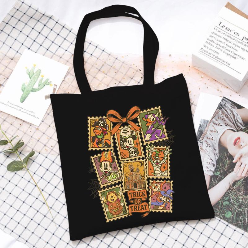 Halloween Printed Shoulder Bag Female Large Capacity Student Canvas Bag Tutoring Shopping Bag